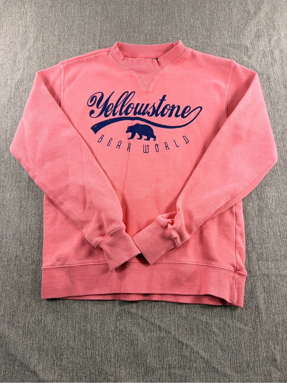 Yellowstone Bear World Sweatshirt Coral Pink Thumbhole Sleeves Small Ocean Beach